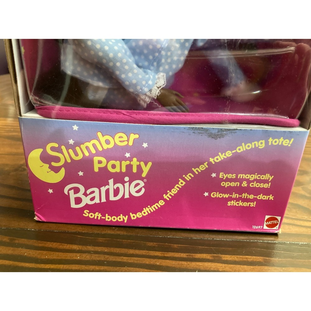 Vintage 1994 Slumber Party Barbie and Tote African‎ American Doll Girl NIP - Picture 2 of 8
